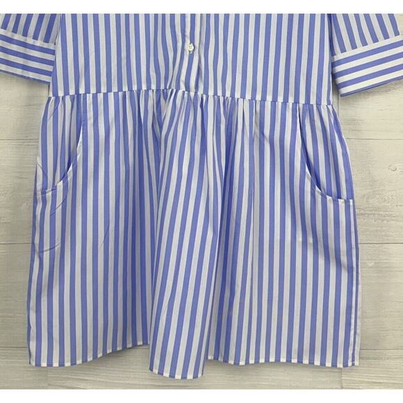 Tuckernuck The Shirt by Rochelle Behrens L Drop Waist Shirt Dress Striped Blue - Picture 6 of 16